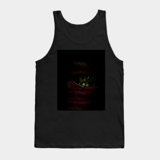 Digital collage and special processing. Bizarre. Mouth, teeth and fleshy parts. Dim, white and dark green on teeth. Tank Top